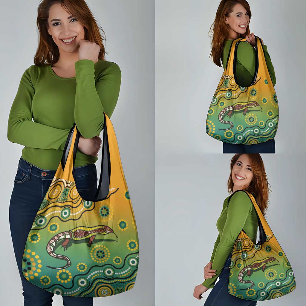 Goanna Aboriginal-style Dot Artwork Grocery Bag