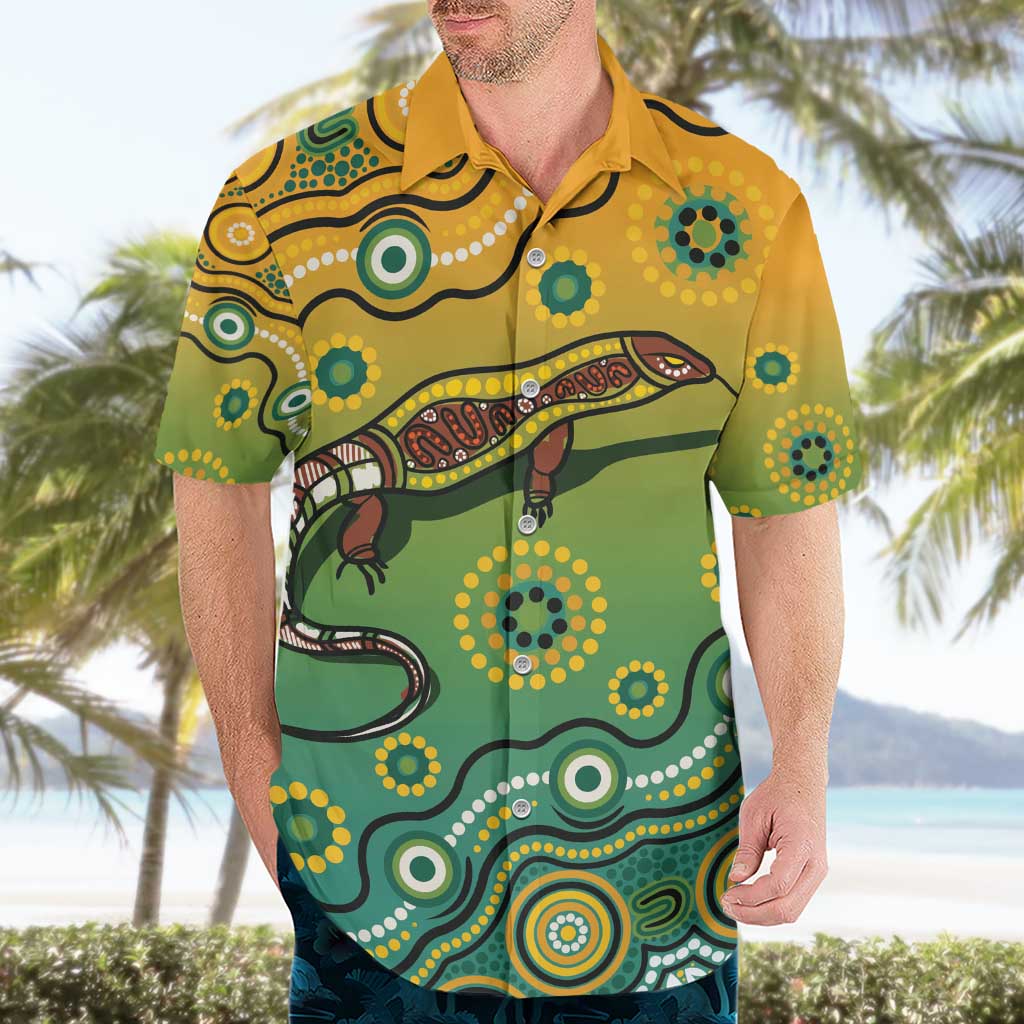 Goanna Aboriginal-style Dot Artwork Hawaiian Shirt