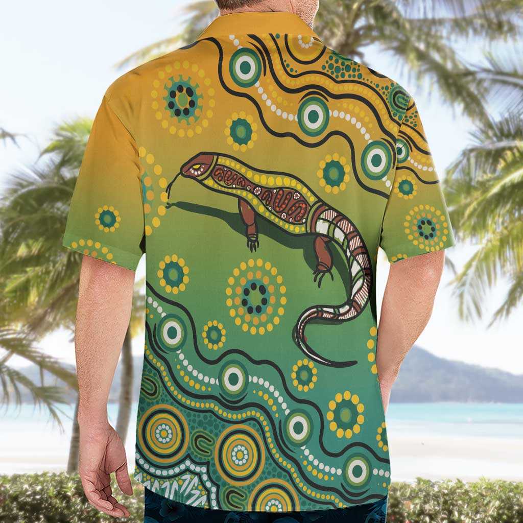 Goanna Aboriginal-style Dot Artwork Hawaiian Shirt
