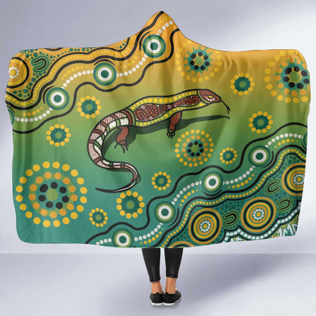 Goanna Aboriginal-style Dot Artwork Hooded Blanket