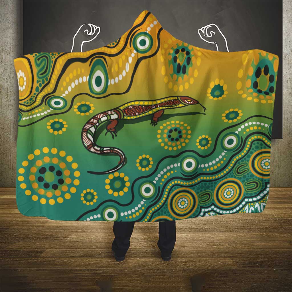 Goanna Aboriginal-style Dot Artwork Hooded Blanket