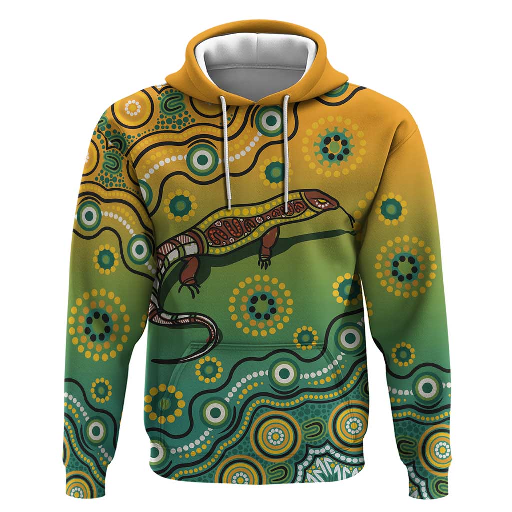 Goanna Aboriginal-style Dot Artwork Hoodie