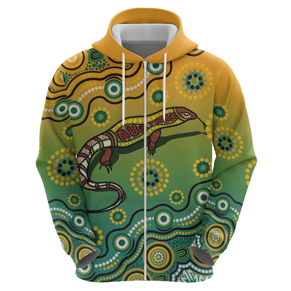 Goanna Aboriginal-style Dot Artwork Hoodie