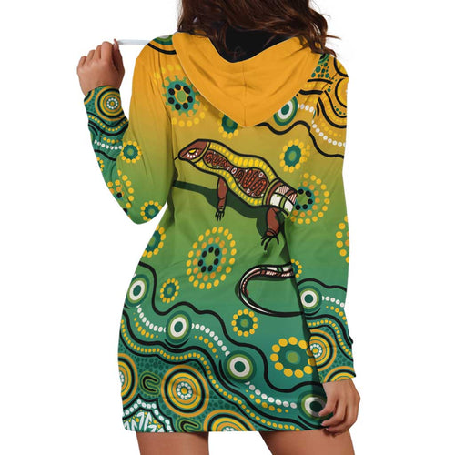 Goanna Aboriginal-style Dot Artwork Hoodie Dress