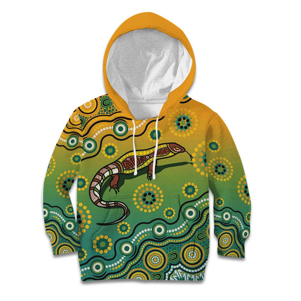 Goanna Aboriginal-style Dot Artwork Kid Hoodie