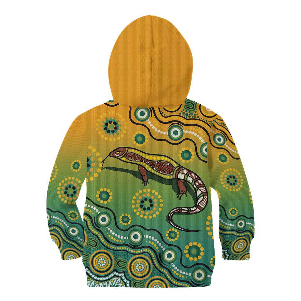 Goanna Aboriginal-style Dot Artwork Kid Hoodie