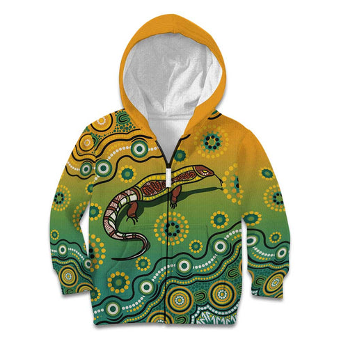 Goanna Aboriginal-style Dot Artwork Kid Hoodie