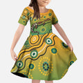 Goanna Aboriginal-style Dot Artwork Kid Short Sleeve Dress