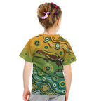 Goanna Aboriginal-style Dot Artwork Kid T Shirt