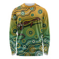 Goanna Aboriginal-style Dot Artwork Long Sleeve Shirt