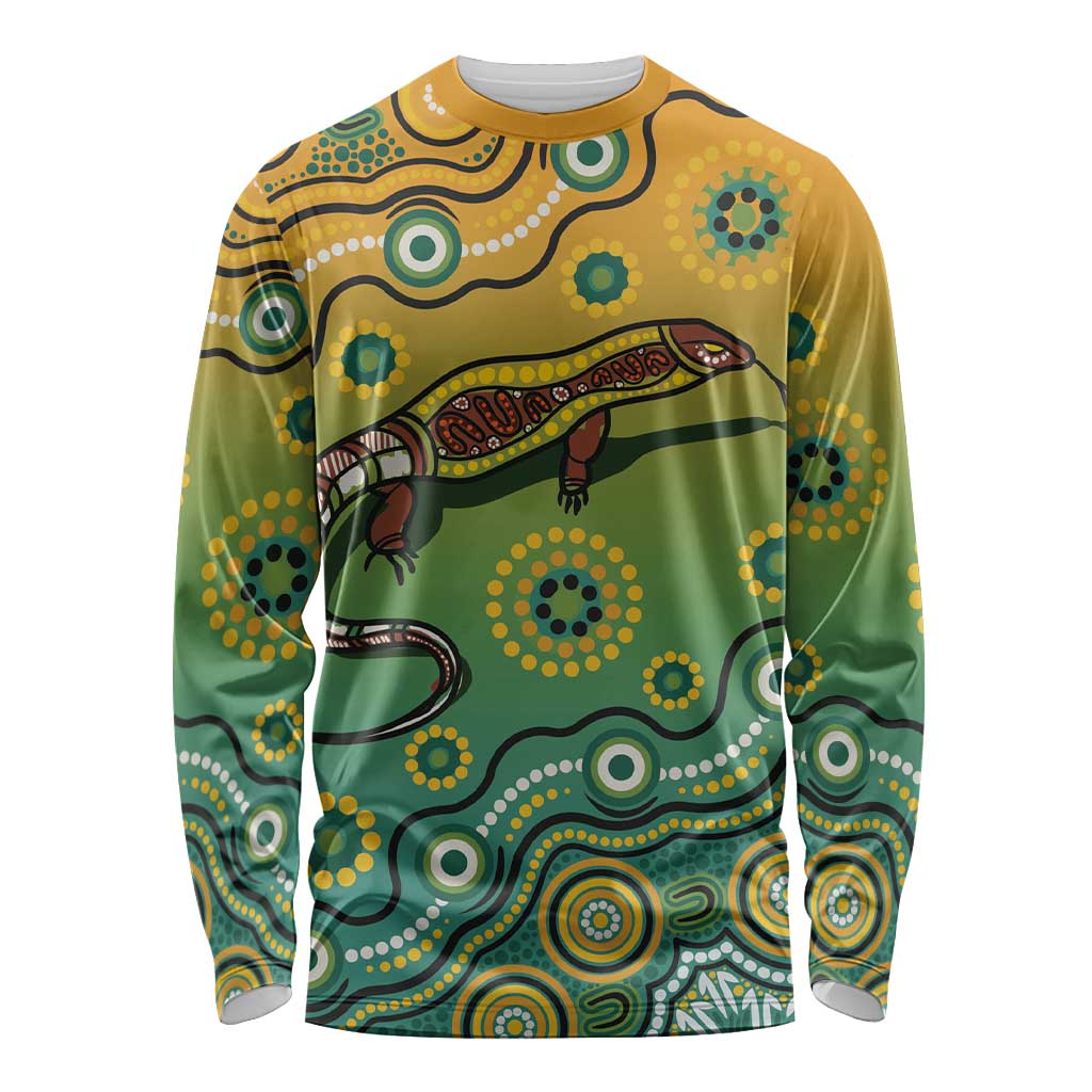 Goanna Aboriginal-style Dot Artwork Long Sleeve Shirt