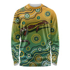 Goanna Aboriginal-style Dot Artwork Long Sleeve Shirt