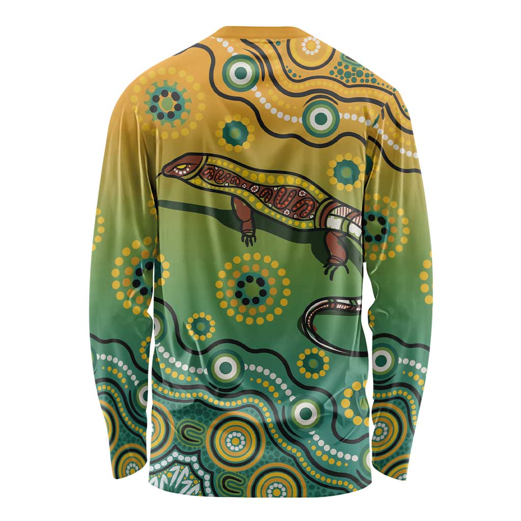 Goanna Aboriginal-style Dot Artwork Long Sleeve Shirt