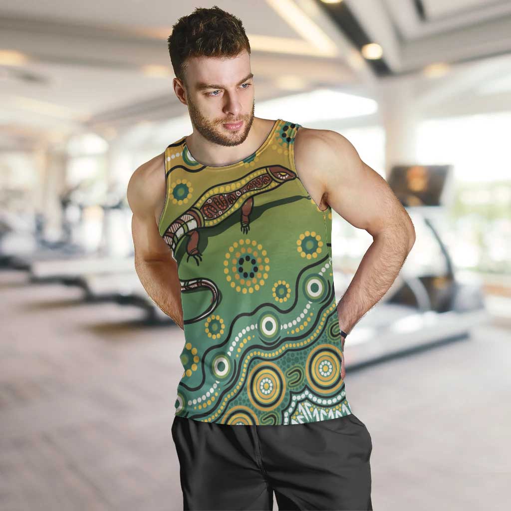 Goanna Aboriginal-style Dot Artwork Men Tank Top