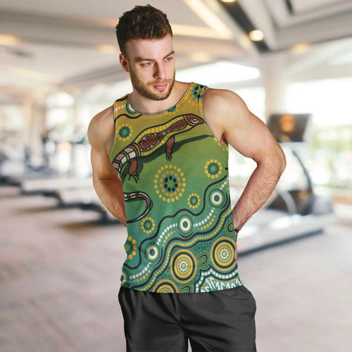 Goanna Aboriginal-style Dot Artwork Men Tank Top