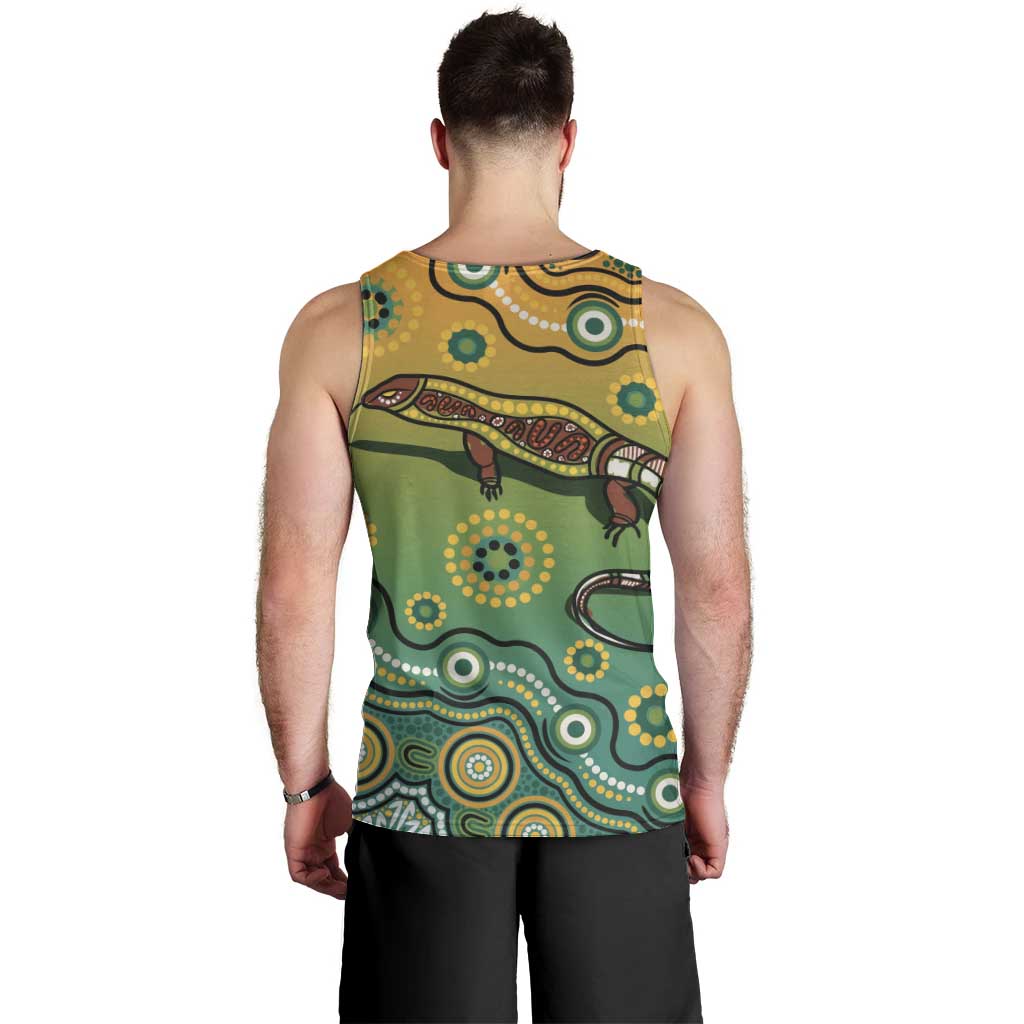Goanna Aboriginal-style Dot Artwork Men Tank Top