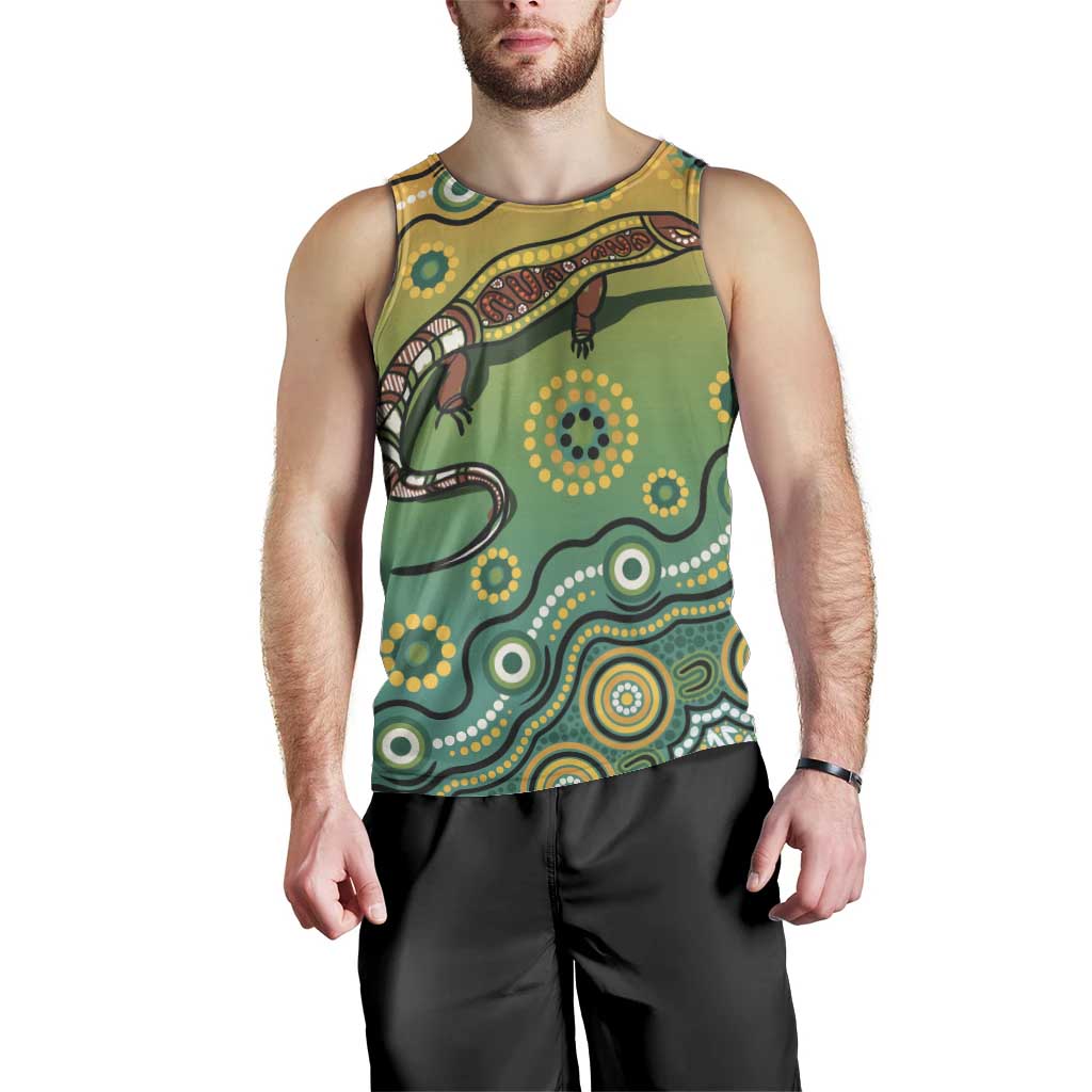 Goanna Aboriginal-style Dot Artwork Men Tank Top