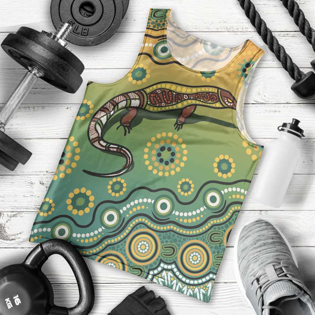 Goanna Aboriginal-style Dot Artwork Men Tank Top