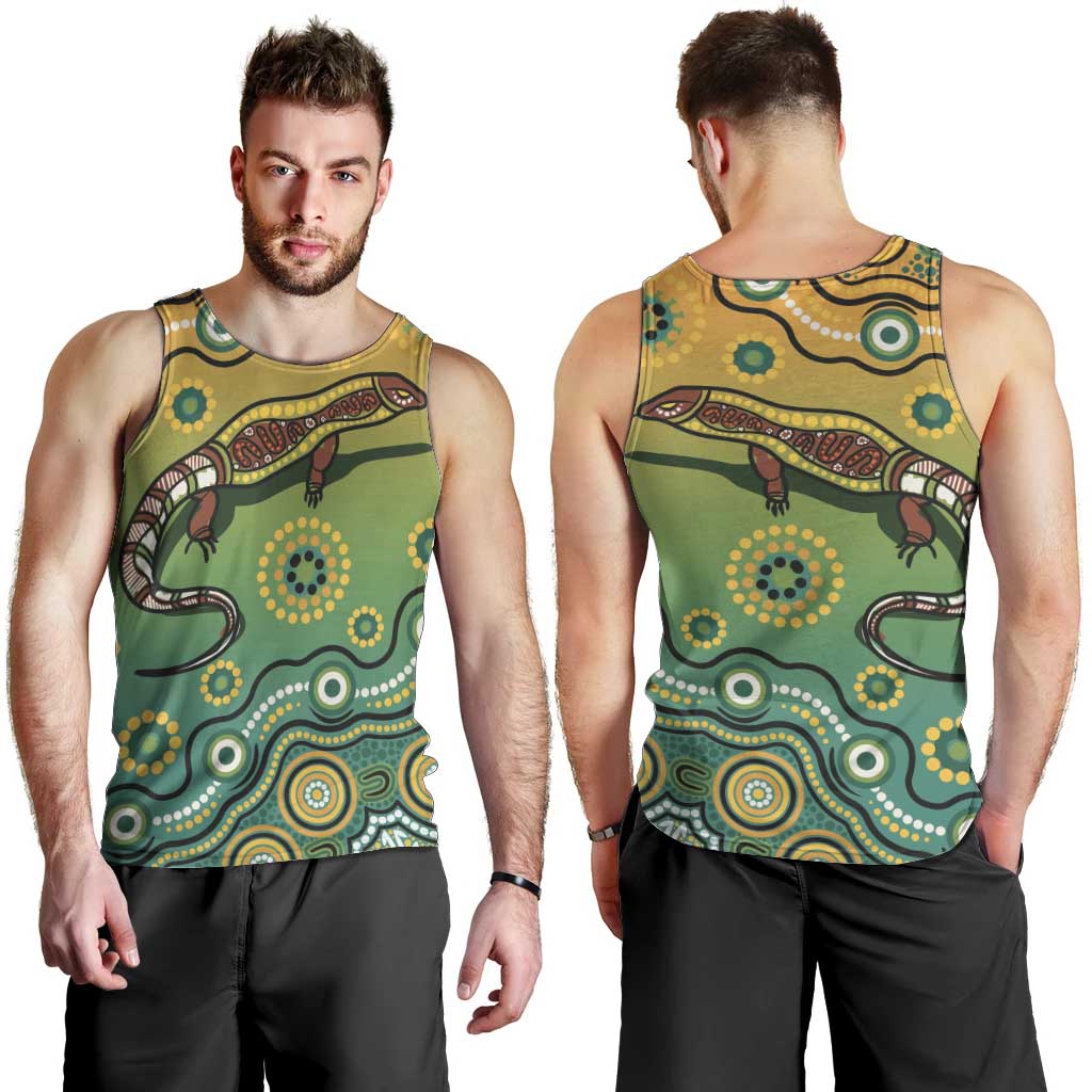 Goanna Aboriginal-style Dot Artwork Men Tank Top