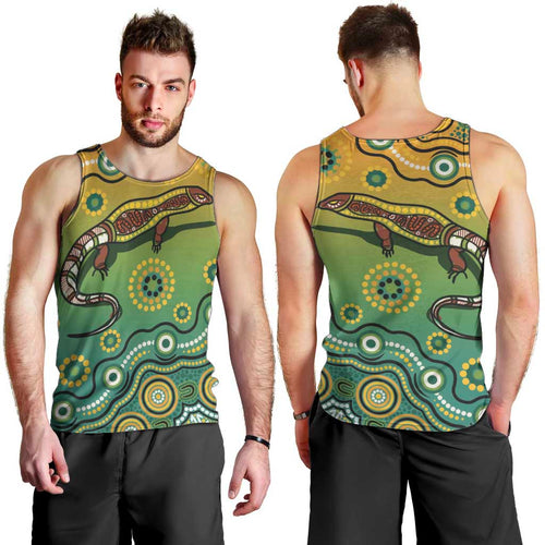 Goanna Aboriginal-style Dot Artwork Men Tank Top