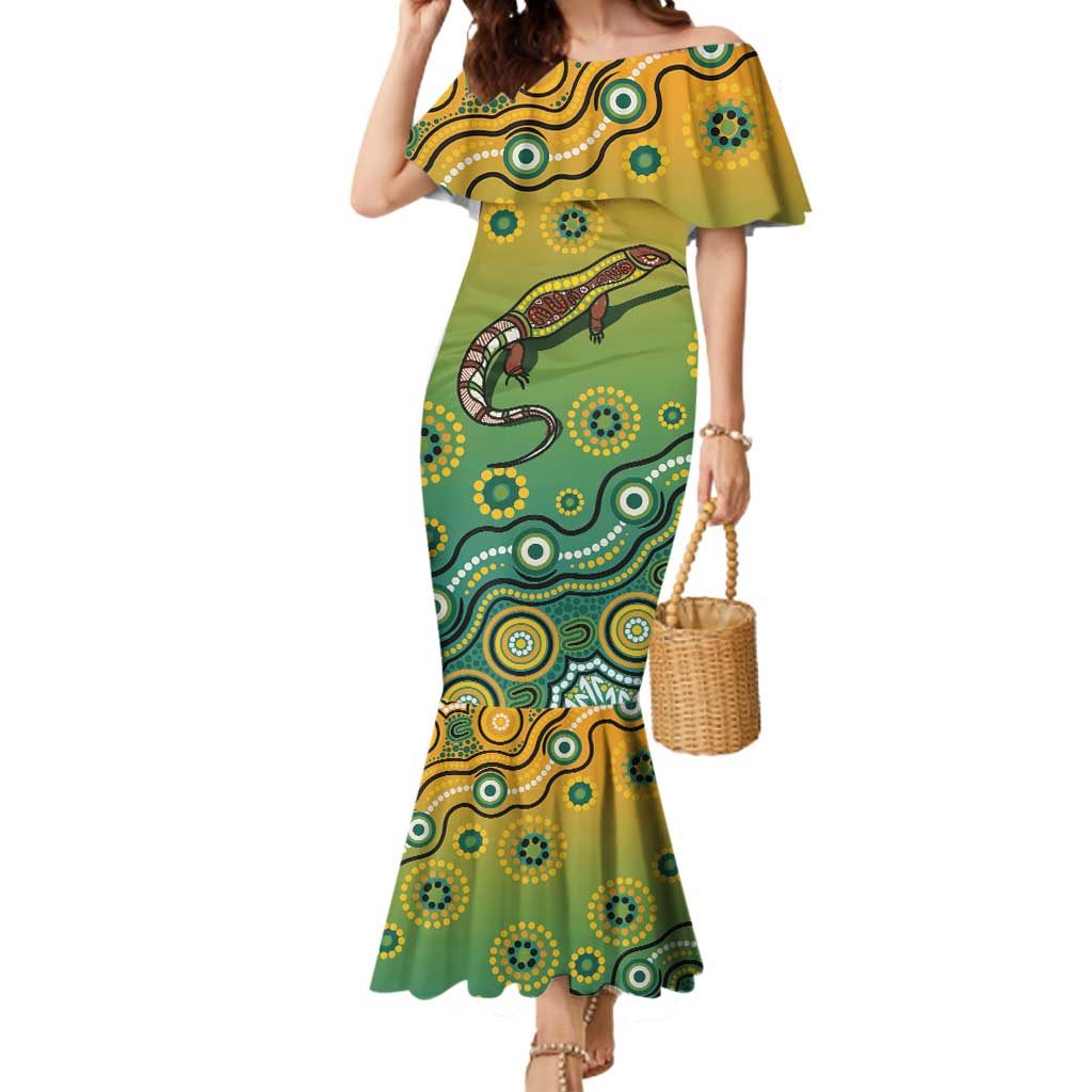 Goanna Aboriginal-style Dot Artwork Mermaid Dress
