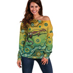 Goanna Aboriginal-style Dot Artwork Off Shoulder Sweater