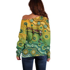 Goanna Aboriginal-style Dot Artwork Off Shoulder Sweater