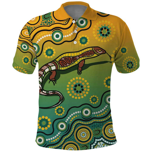 Goanna Aboriginal-style Dot Artwork Polo Shirt