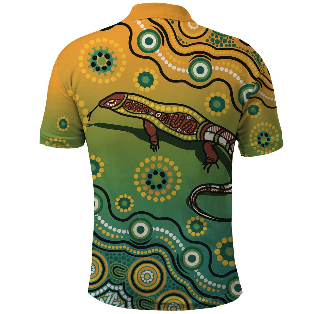 Goanna Aboriginal-style Dot Artwork Polo Shirt