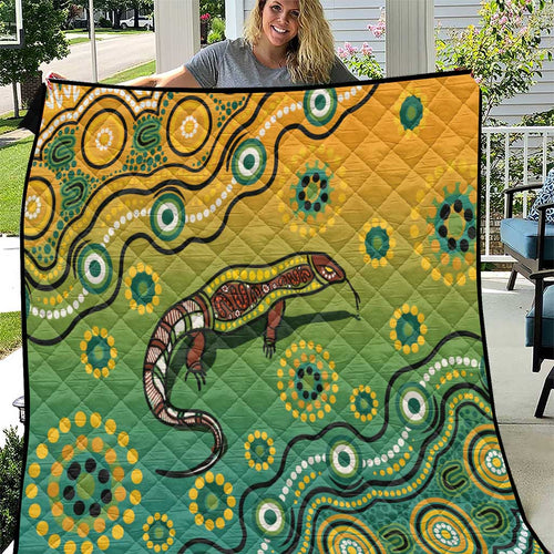 Goanna Aboriginal-style Dot Artwork Quilt