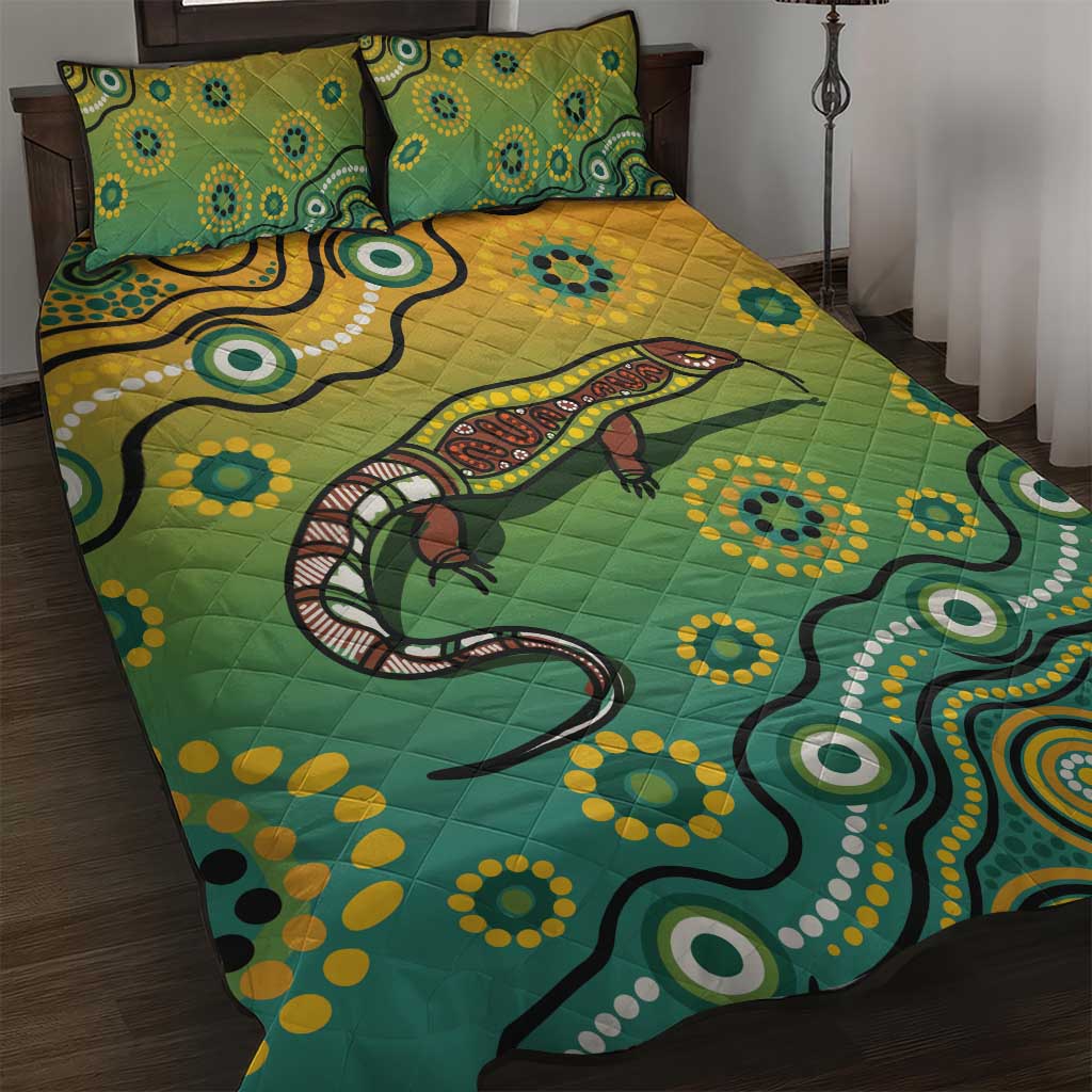 Goanna Aboriginal-style Dot Artwork Quilt Bed Set