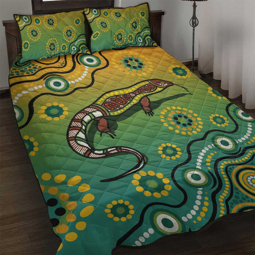 Goanna Aboriginal-style Dot Artwork Quilt Bed Set