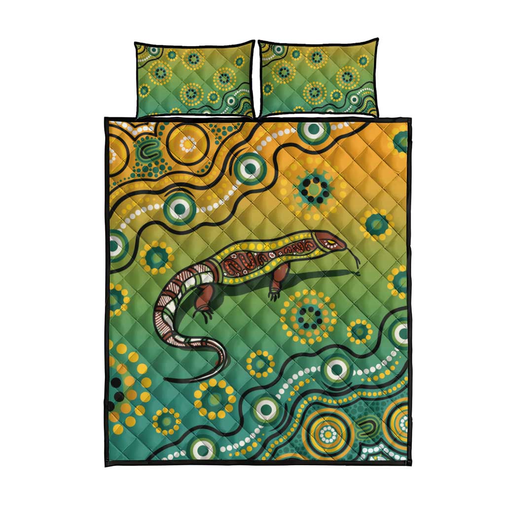 Goanna Aboriginal-style Dot Artwork Quilt Bed Set
