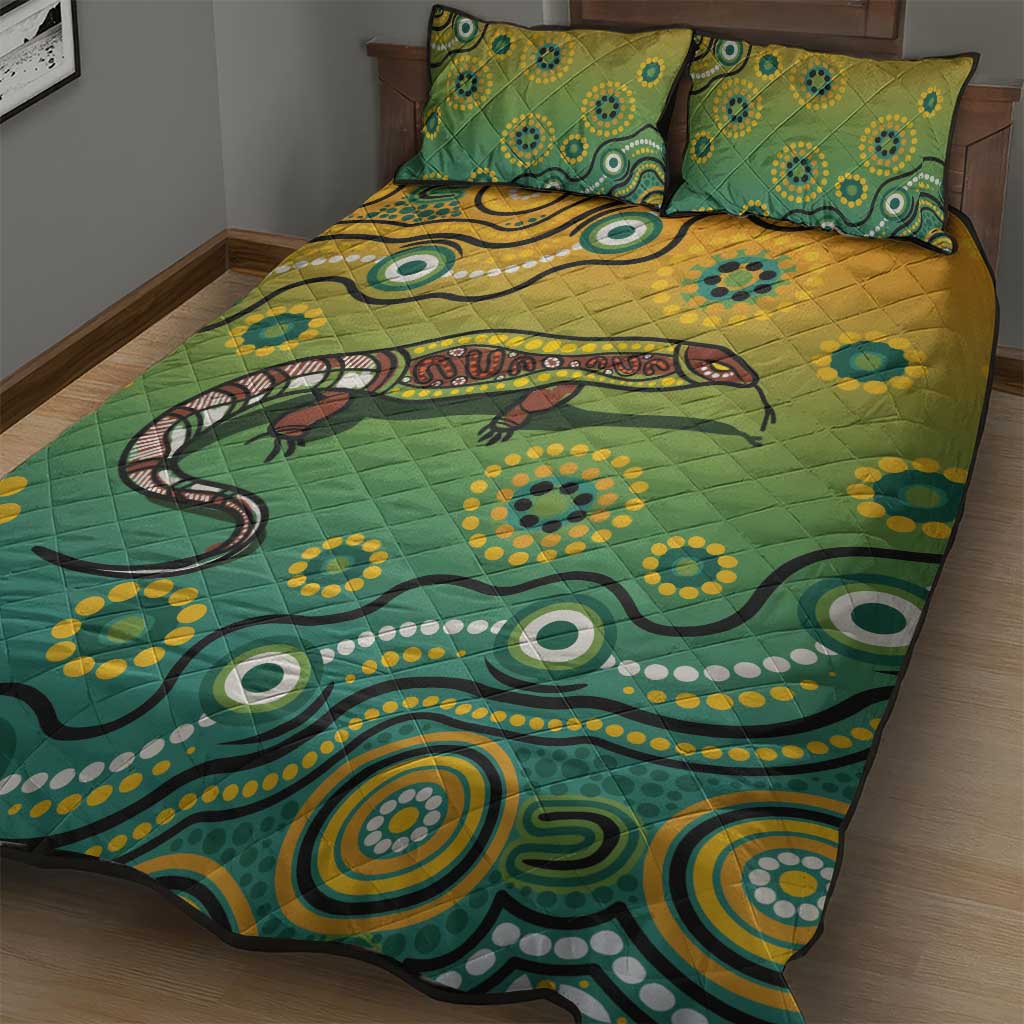 Goanna Aboriginal-style Dot Artwork Quilt Bed Set