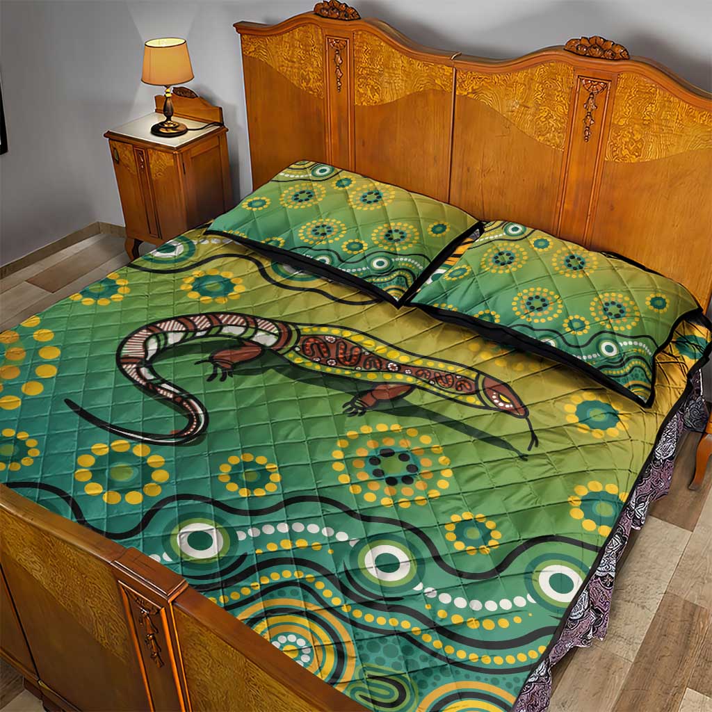 Goanna Aboriginal-style Dot Artwork Quilt Bed Set