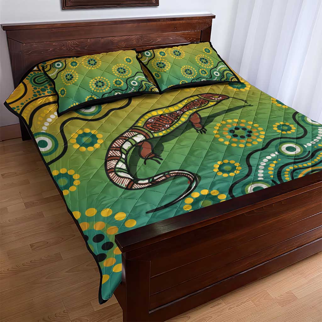 Goanna Aboriginal-style Dot Artwork Quilt Bed Set