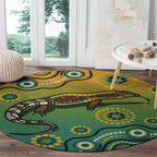 Goanna Aboriginal-style Dot Artwork Round Carpet
