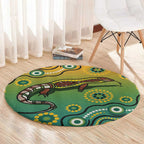 Goanna Aboriginal-style Dot Artwork Round Carpet