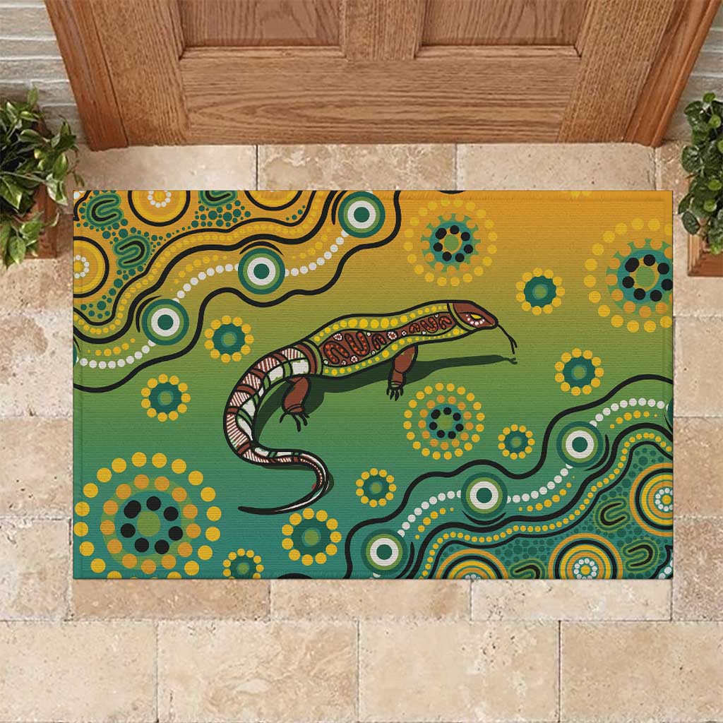 Goanna Aboriginal-style Dot Artwork Rubber Doormat