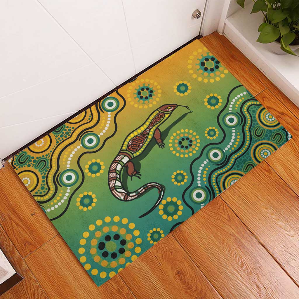 Goanna Aboriginal-style Dot Artwork Rubber Doormat