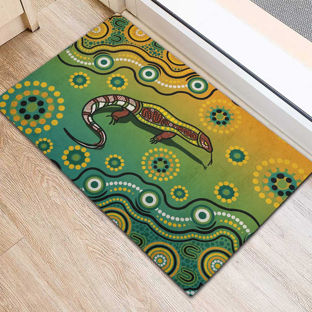 Goanna Aboriginal-style Dot Artwork Rubber Doormat