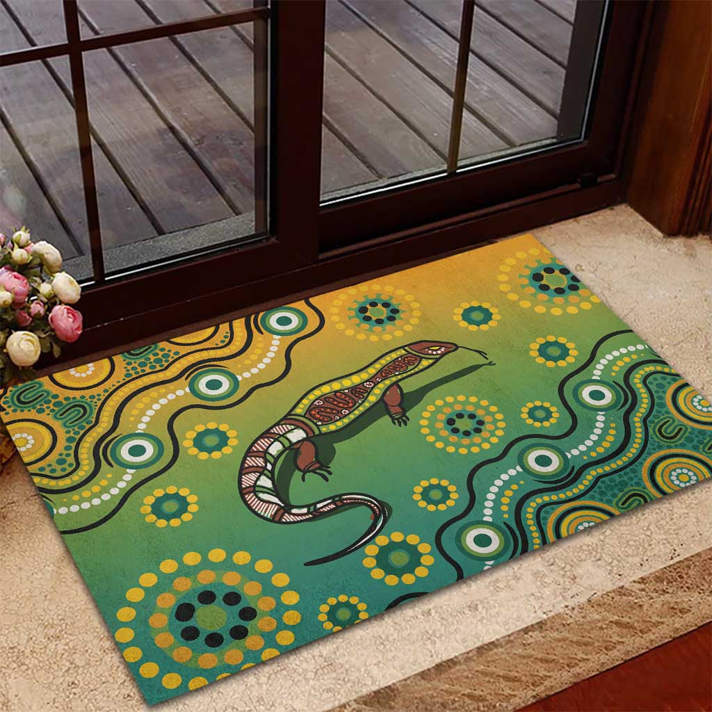 Goanna Aboriginal-style Dot Artwork Rubber Doormat