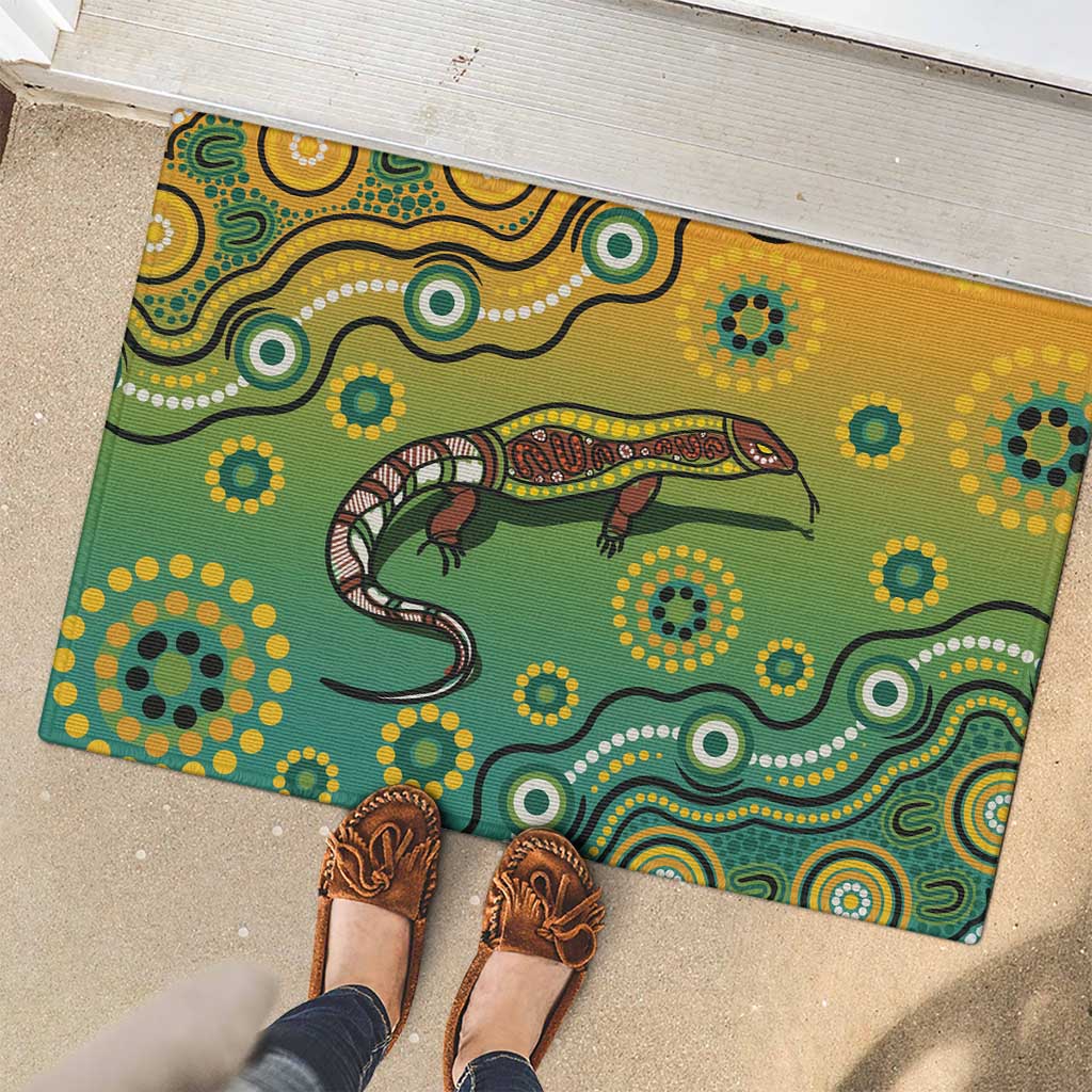 Goanna Aboriginal-style Dot Artwork Rubber Doormat