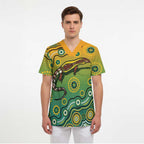 Goanna Aboriginal-style Dot Artwork Scrub Top - Aussie Hoodie