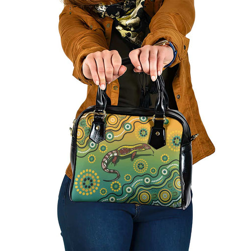 Goanna Aboriginal-style Dot Artwork Shoulder Handbag