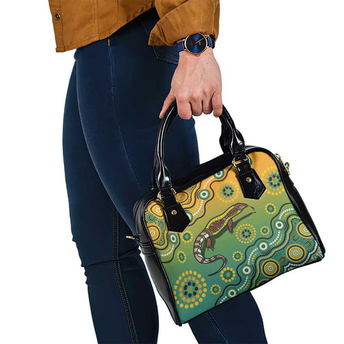Goanna Aboriginal-style Dot Artwork Shoulder Handbag