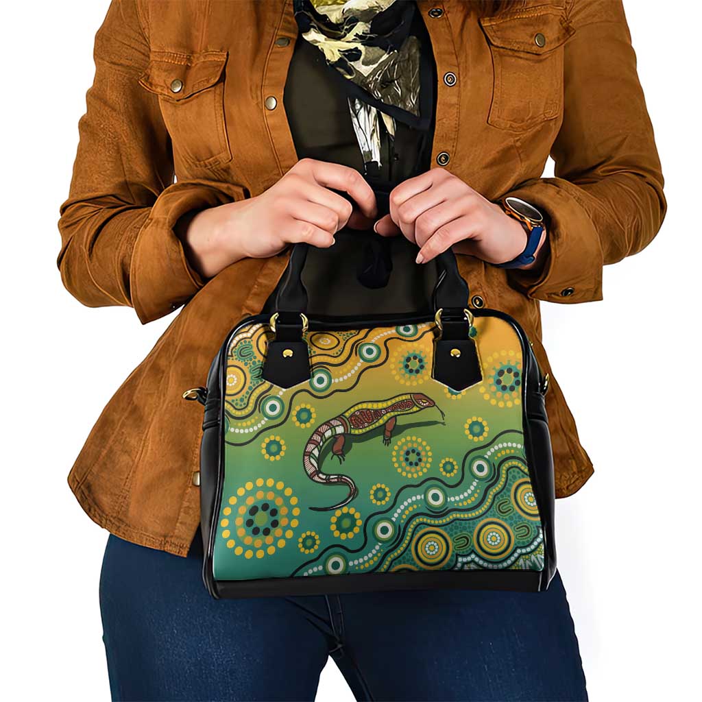 Goanna Aboriginal-style Dot Artwork Shoulder Handbag