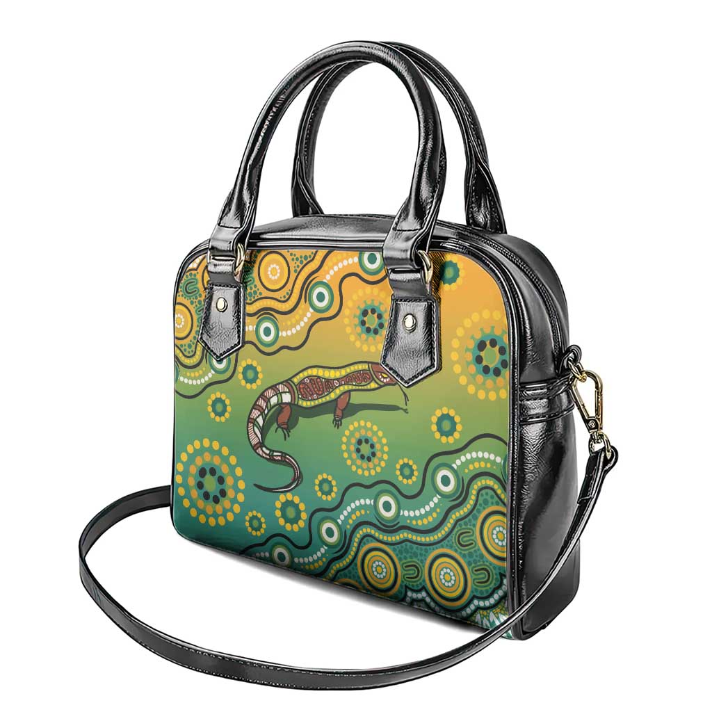 Goanna Aboriginal-style Dot Artwork Shoulder Handbag