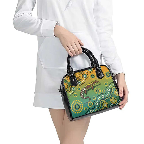 Goanna Aboriginal-style Dot Artwork Shoulder Handbag