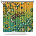 Goanna Aboriginal-style Dot Artwork Shower Curtain